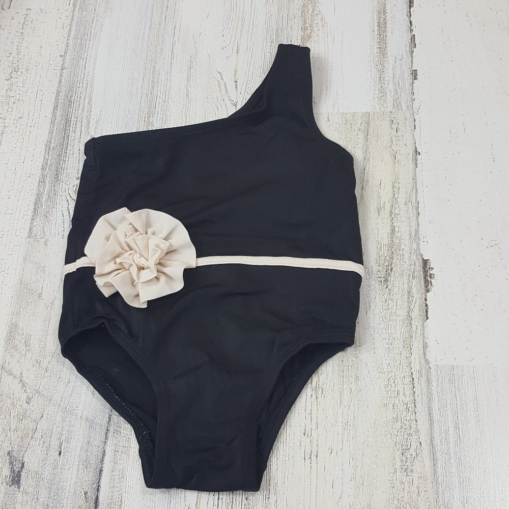 Baby Gap Girl's One Piece Swim Suit Black Flower